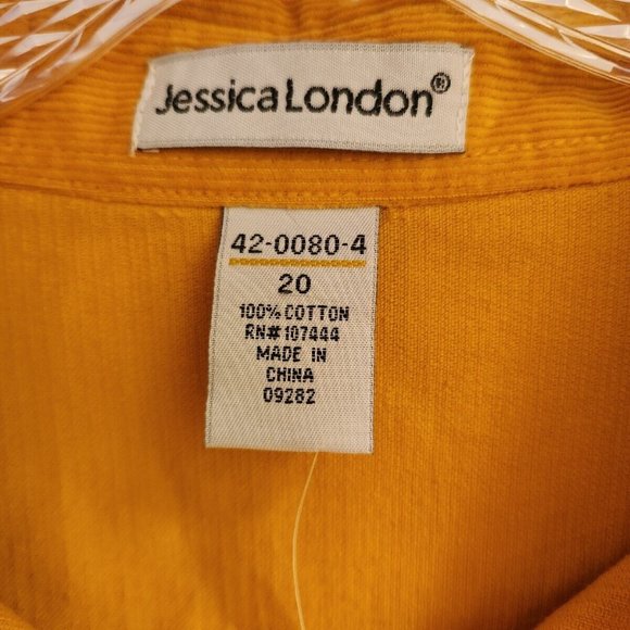 NEW Jessica London Button Down Corduroy Yellow Jacket/Shirt Women's Size 20 - Picture 3 of 7